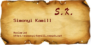 Simonyi Kamill névjegykártya